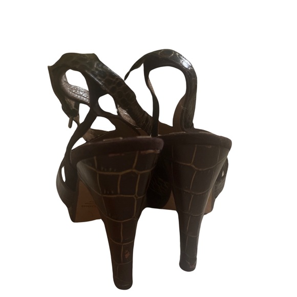 Maxstudio suede and embossed leather strappy heels -10 - Picture 2 of 4